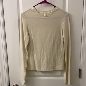 SKIMS Classic Long-Sleeve Crewneck Top in Cream